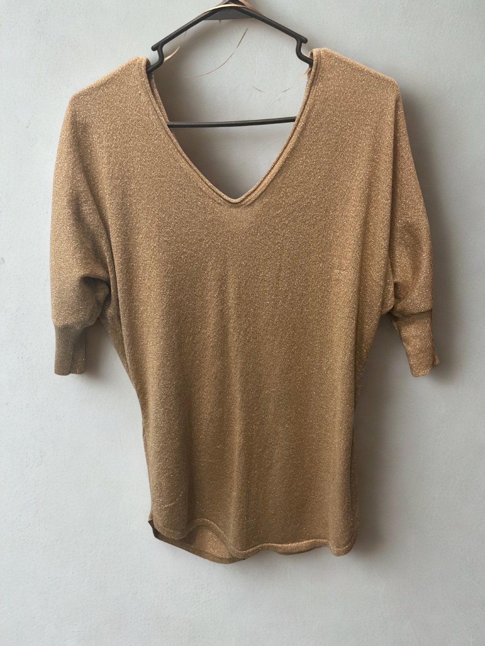 Express Metallic Gold V-Neck Dolman Sleeve Top